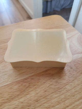 7 1940s Yellow Bakelite pieces: 1 tray, 1 nail buffing set, 3 lids, 1 ring box bottom|58145