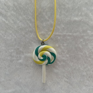 kid necklace, yellow/green lollipop RSV