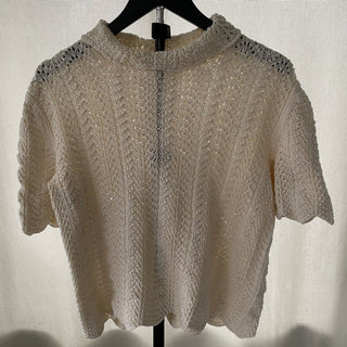 vtg handmade ivory sweater, short sleeve RSV
