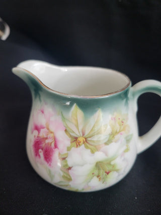 Vtg Creamer w/gold trim & Painted Flowers RCD