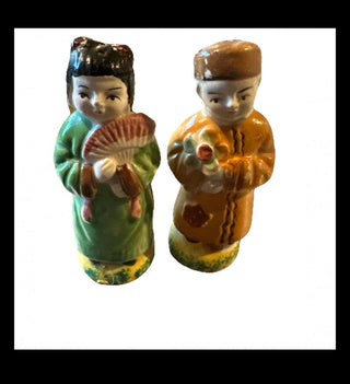 #62 VV Vintage Asian Inspired Figural Salt and Peper Shakers Sold set MTS