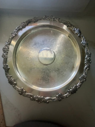Vintage silverplate  footed round serving dish