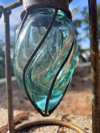 Metal and Glass Teardrop Vase 9”