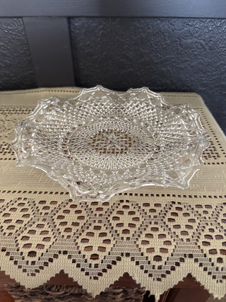 Vintage Sowerby Pressed Clear Glass Ruffled Bowl|114377