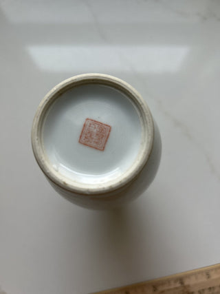 20TH C. REPUBLIC PERIOD FAMILLE VERTE CHINESE PORCELAIN JINGDEZHEN POEM VASE-RSV