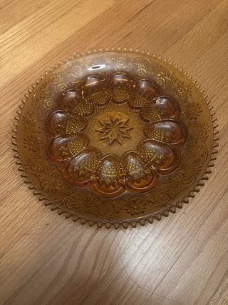 Vtg Amber Indiana Glass  Hobnail Egg Plate|58058