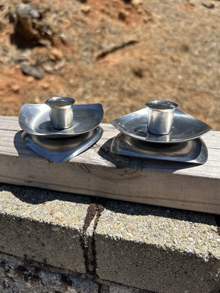 12F AVON MCM Danish Stainless Pair of Candlesticks MTS|76947
