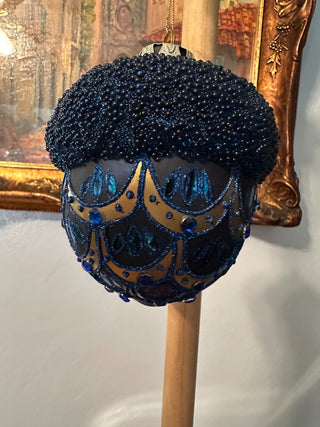 Ornament Blue Jewel Acorn Glass MTS|86663