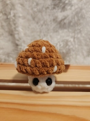 Mushroom Fidget Popper: Crocheted dark yellow, cream colored