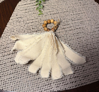 Mudpie Beaded Cream Fringe Napkin Ring RSV|127754