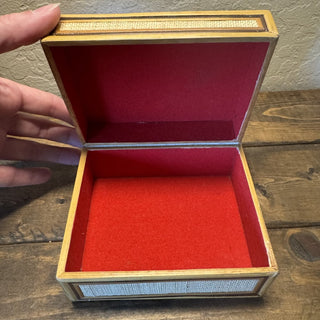 Vtg Handcrafted Bamboo Inlay Trinket Box MTS
