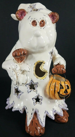 Blue Sky Clayworks Halloween Bear Ghost Pumpkin Trick Treat Tealight #62 VV MTS|108152
