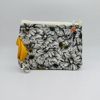 Handmade Coin Bag - B&W floral with bees - RCD|135314