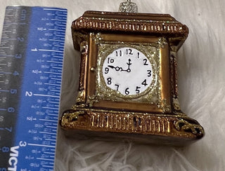 2008 Merck Family Old World Christmas 2.75" tall glass ornament mantle clock-RSV|124656