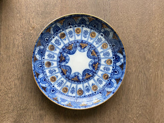 Antique porcelain blue and 22k gold saucer