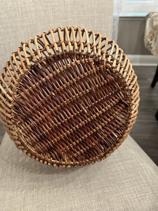Round Natural Basket with Leather Handles MTS|105098