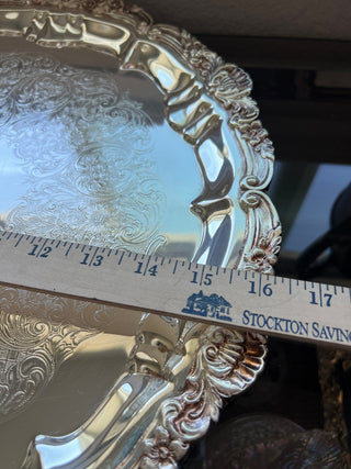 Antique silver plated footed platter|72128