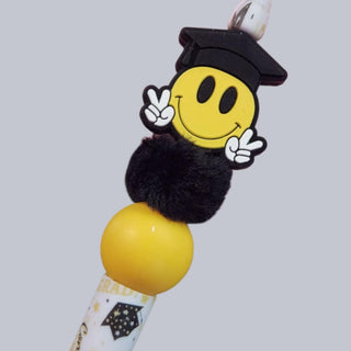Beaded Refillable Pen Smiley Face Graduate with Fluff RSV|77283