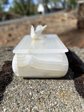 12F Onyx Marble DOVE PATTERN VINTAGE Small TRINKET BOX MTS|65124