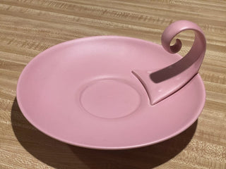 8.5" Vtg Ceramic Pillar Candle Holder, Pink--SP RCD