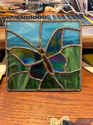Stained Glass  - Butterfly - Sun Catcher 8"x8"