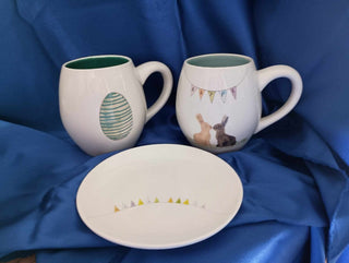 2 mugs with cookie plate|55074