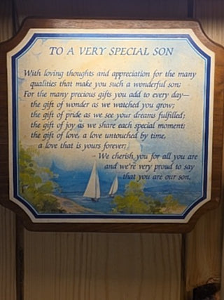 $5 SALE - Vtg "To a Very Special Son" Wood Plaque