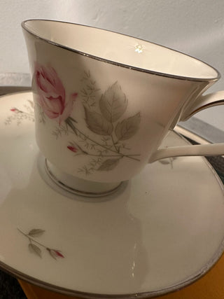 Vintage Teacup/Saucer Crown Pink Rose MTS