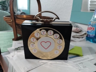 Telephone Dial Hard Case Clutch Purse Bag - MTS|69997