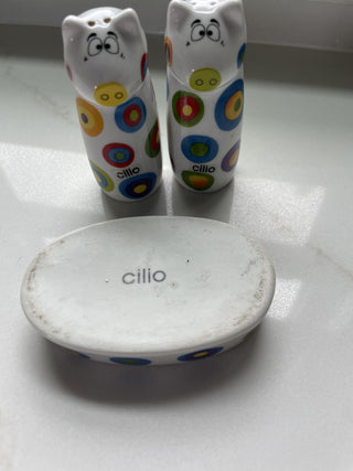 ceramic salt and pepper shakers w tray-RSV|97360