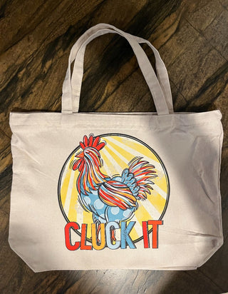 "Cluck It" Large Canvas Bag or Tote w/Zipper Closure RSV
