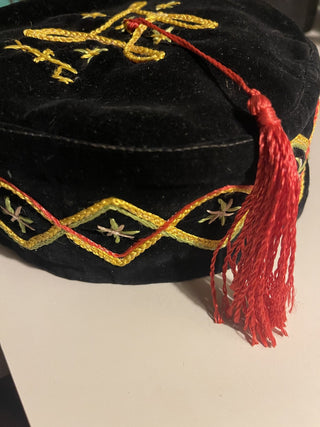 Victorian Smoking Cap, Emb. Velvet w/ Tassel--SP MTS