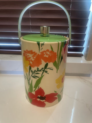 Vintage Vinyl Spring Flower Ice Bucket-RSV