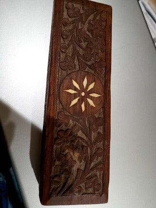 Vintage Hand Carved with inlay