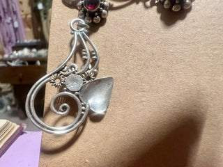 Stirling Silver and Garnet? Ornate Earrings|103328