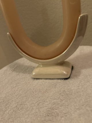 VTG Mid Mod U Shaped Iridescent Ceramic Holder & Candle|53584