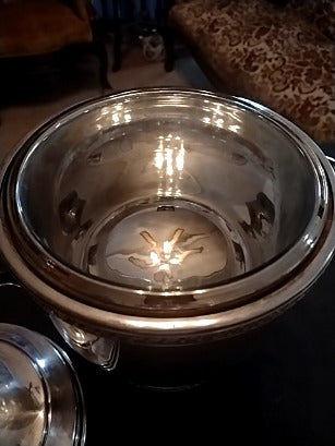 Silver plated ice bucket with glass lining