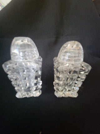Vintage Glass Square Cut Salt & Pepper Shaker Set RCD