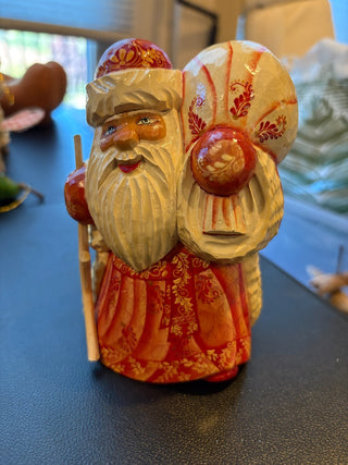Russian Hand-carved, hand painted wooden Santa 5.5" RCD|125847