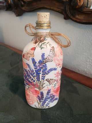 10 inch painted vintage glass juice bottle|97011