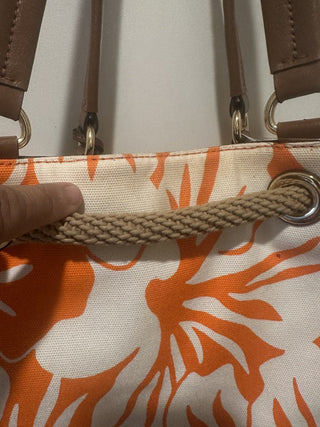 Michael Kors "Marina " Florals Orange / Ivory Canvas Shoulder Bag #63 VV MTS