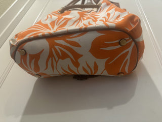 Michael Kors "Marina " Florals Orange / Ivory Canvas Shoulder Bag #63 VV MTS