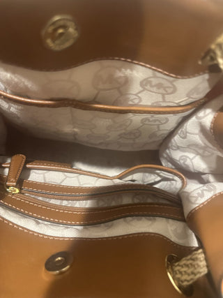 Michael Kors "Marina " Florals Orange / Ivory Canvas Shoulder Bag #63 VV MTS