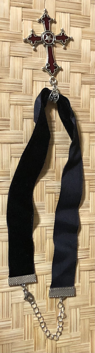 Red Cross Velvet Choker Necklace MTS|135726