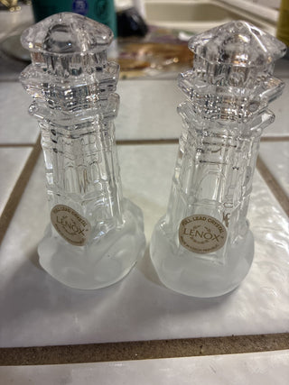 Lenox crystal light house salt & pepper shakers rcd