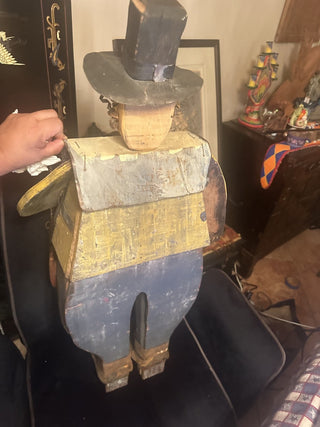 Metal and Wood Pilgrim with pumpkin bag #47 VV MTS