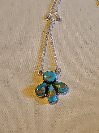.925 17 in w ext. kingsman turquoise 4 stone necklace|89126