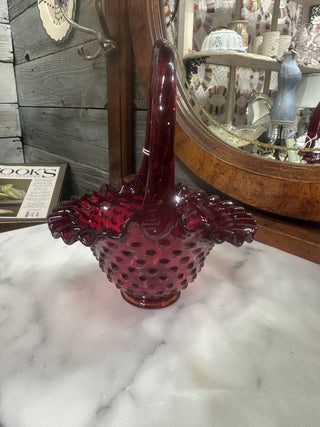 Fenton 8" Basket Hobnail Ruby RCD|52287