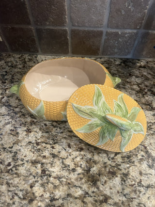 Vintage Ceramic Corn Serving Bowl with Lid   MTS|95937