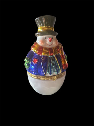 Christopher Radko Chills Willis Ceramic Hinged Snowman Candy Dish Trinket Box #62 VV MTS|134540